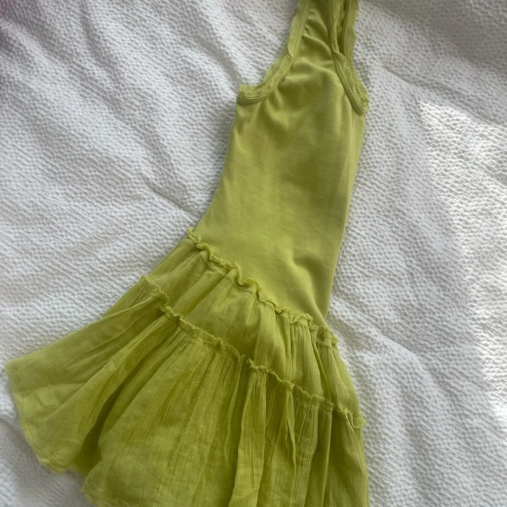Free People Izi-Drop Waist Mini Dress in Green Apple in Size Medium